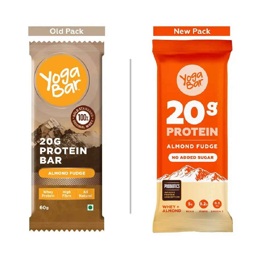 Yoga Bar 20g Protein Bar - Almond Fudge, No Added Sugar, Loaded With Fibre, 70g-9.webp